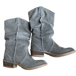 Sundance western cowgirl Etta Tall boots size 41 US 9.5/10 women gray suede